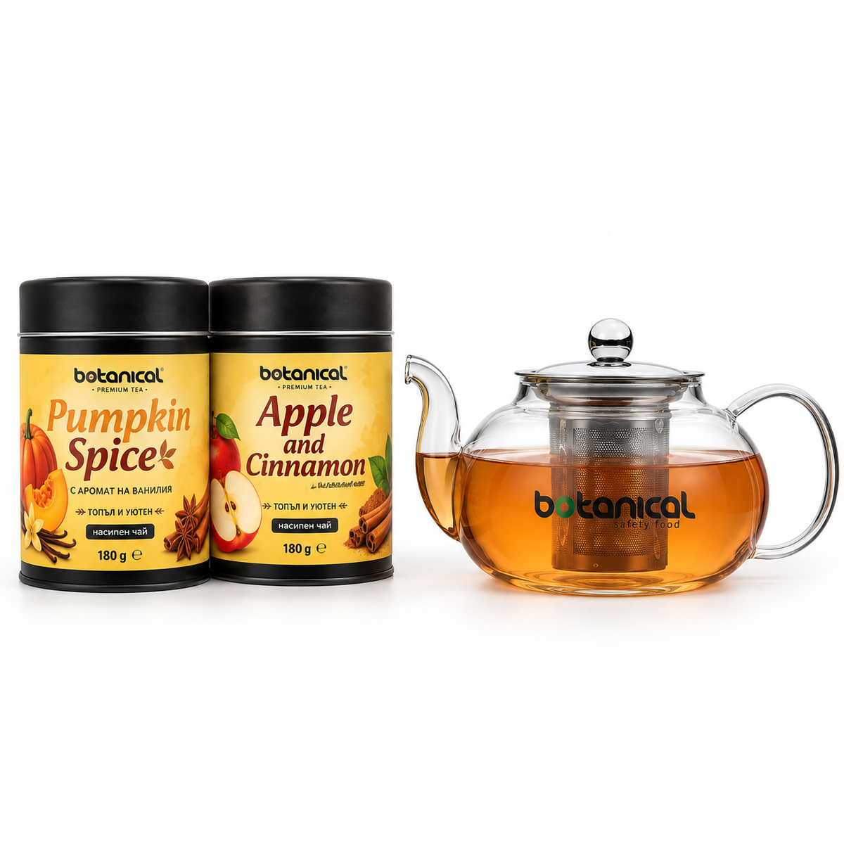Promotional Set - Pumpkin Spice, Apple and Cinnamon + Teapot with Infuser