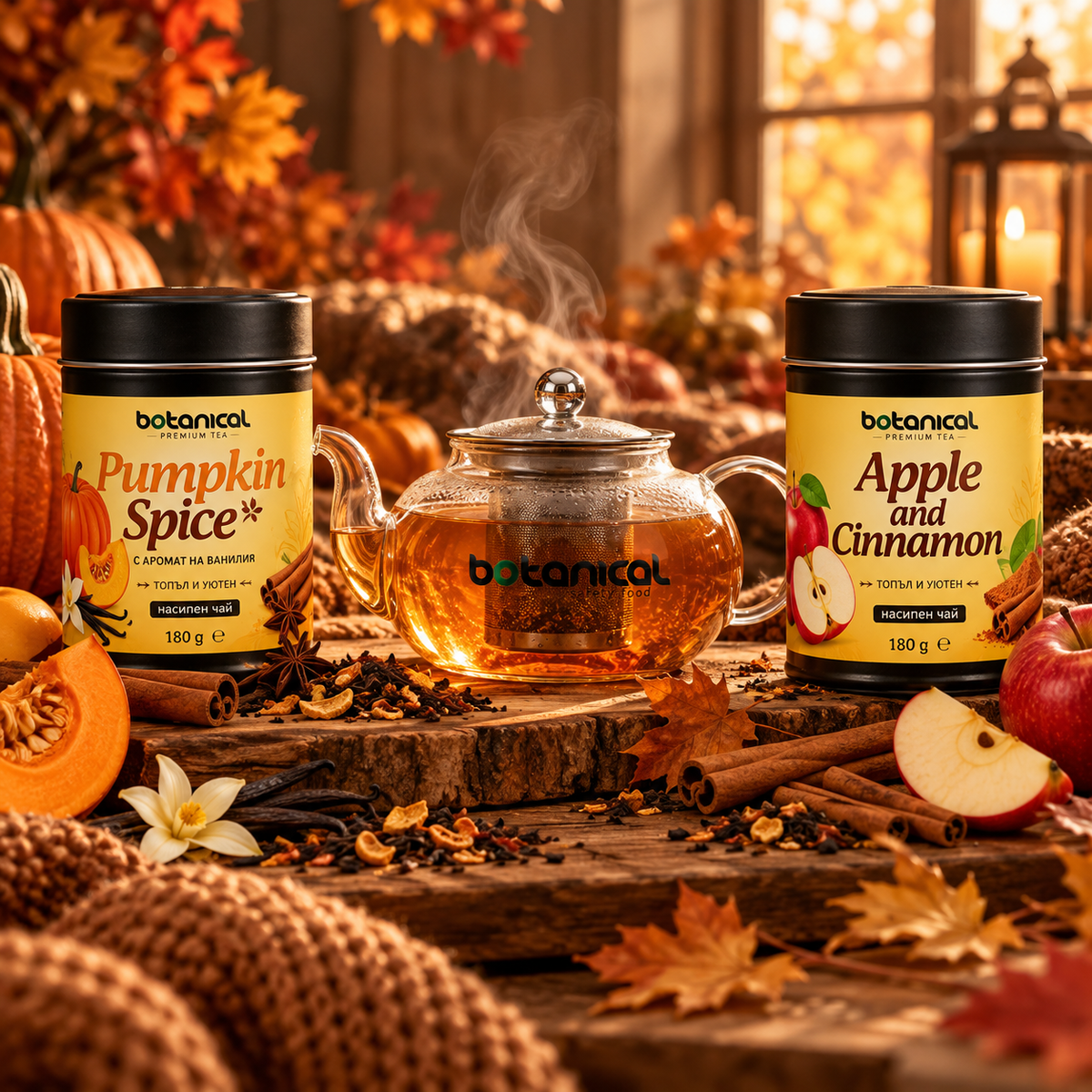 Promotional Set - Pumpkin Spice, Apple and Cinnamon + Teapot with Infuser
